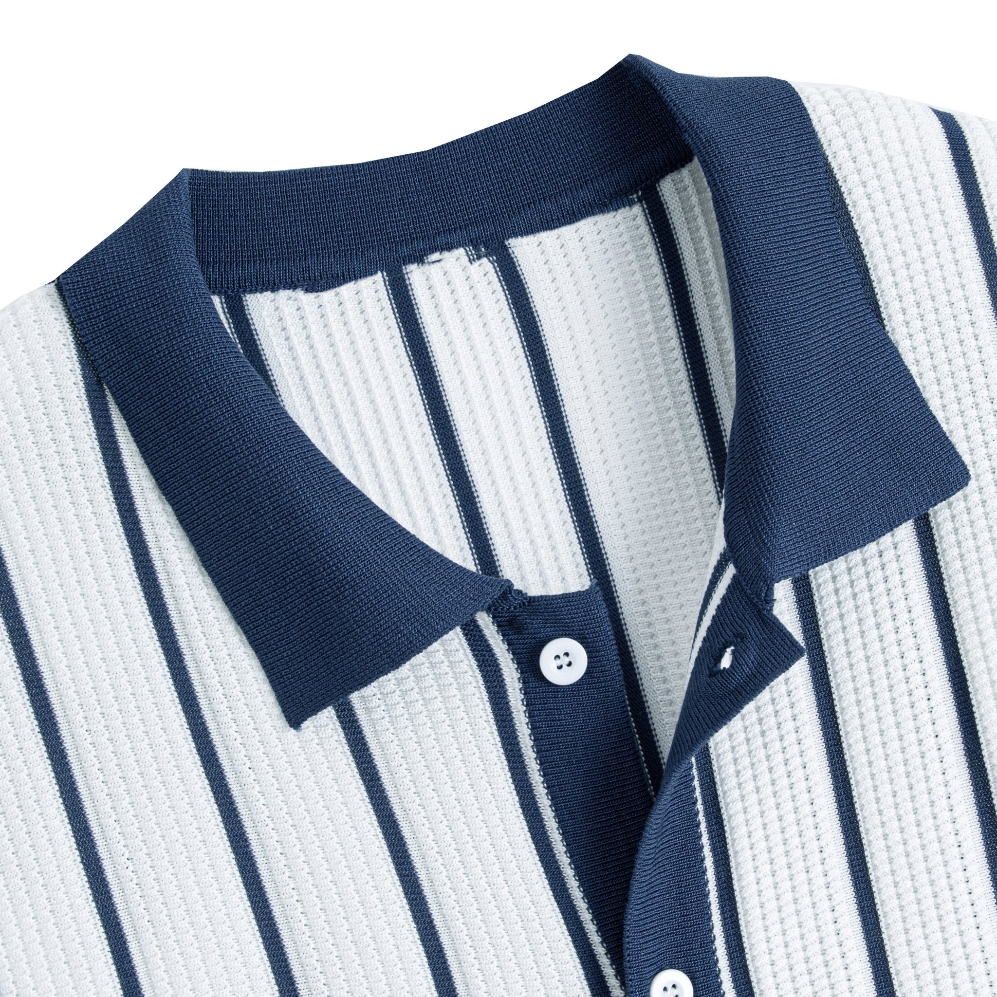 Ice Silk Jacquard Knit Polo Shirt – Back View