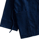 Indigo Denim Haori – Patch Pocket and Tie Cord Detail, Cotton-Linen
