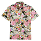 Japanese peony and chrysanthemum ukiyo-e cotton shirt front view