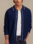 Lifestyle model wearing OROMEN Contrast Tipped Knitted Sweater