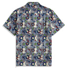 Lotus Flower aloha shirt back view with box pleat and Chinese motif detail