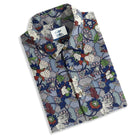 Lotus Flower cotton Hawaiian shirt folded view showing full pattern design