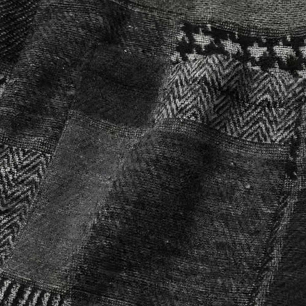 Macro detail of OROMEN KIMONO021 houndstooth fabric, grey woven pattern, patchwork textile surface, Japanese artisan craftsmanship