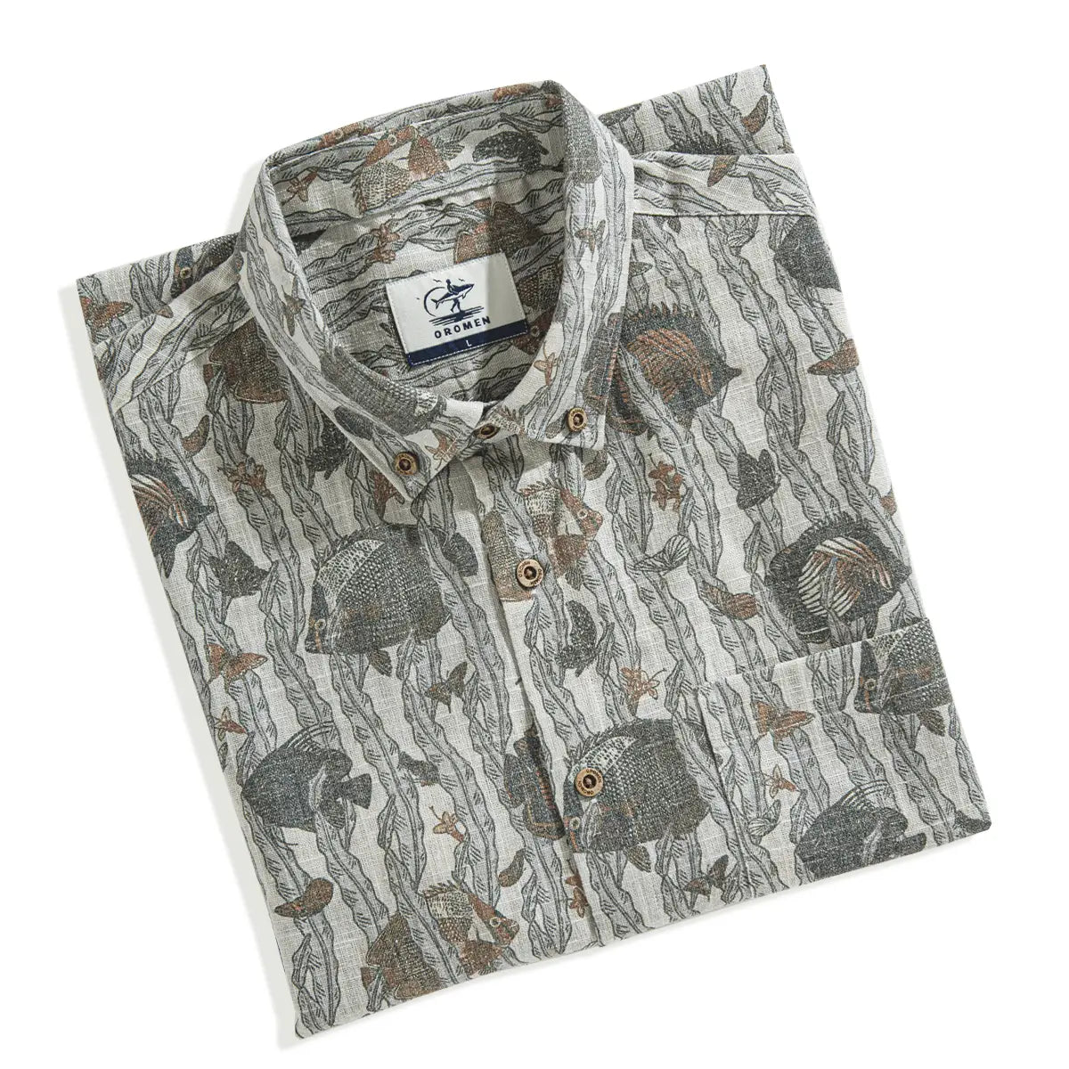 Marine Life aloha shirt back view showing full print design