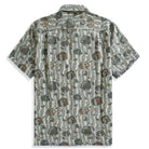 Marine Life grey aloha shirt flat lay - Japanese ocean-inspired pattern