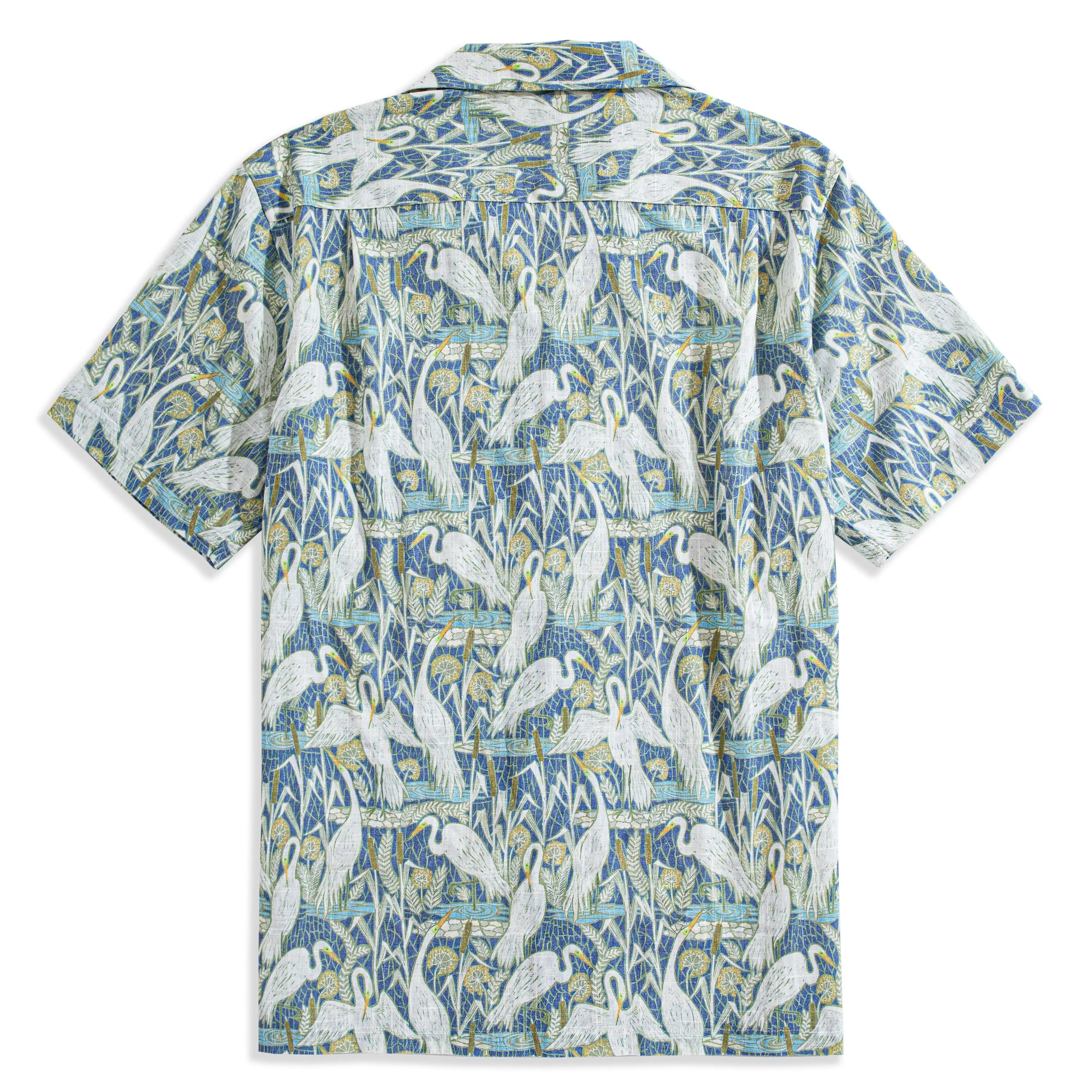 Matsuma Crane aloha shirt side vent and back pleat craftsmanship detail