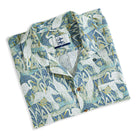 Matsuma Crane shirt camp collar with hand-painted Japanese artistry detail