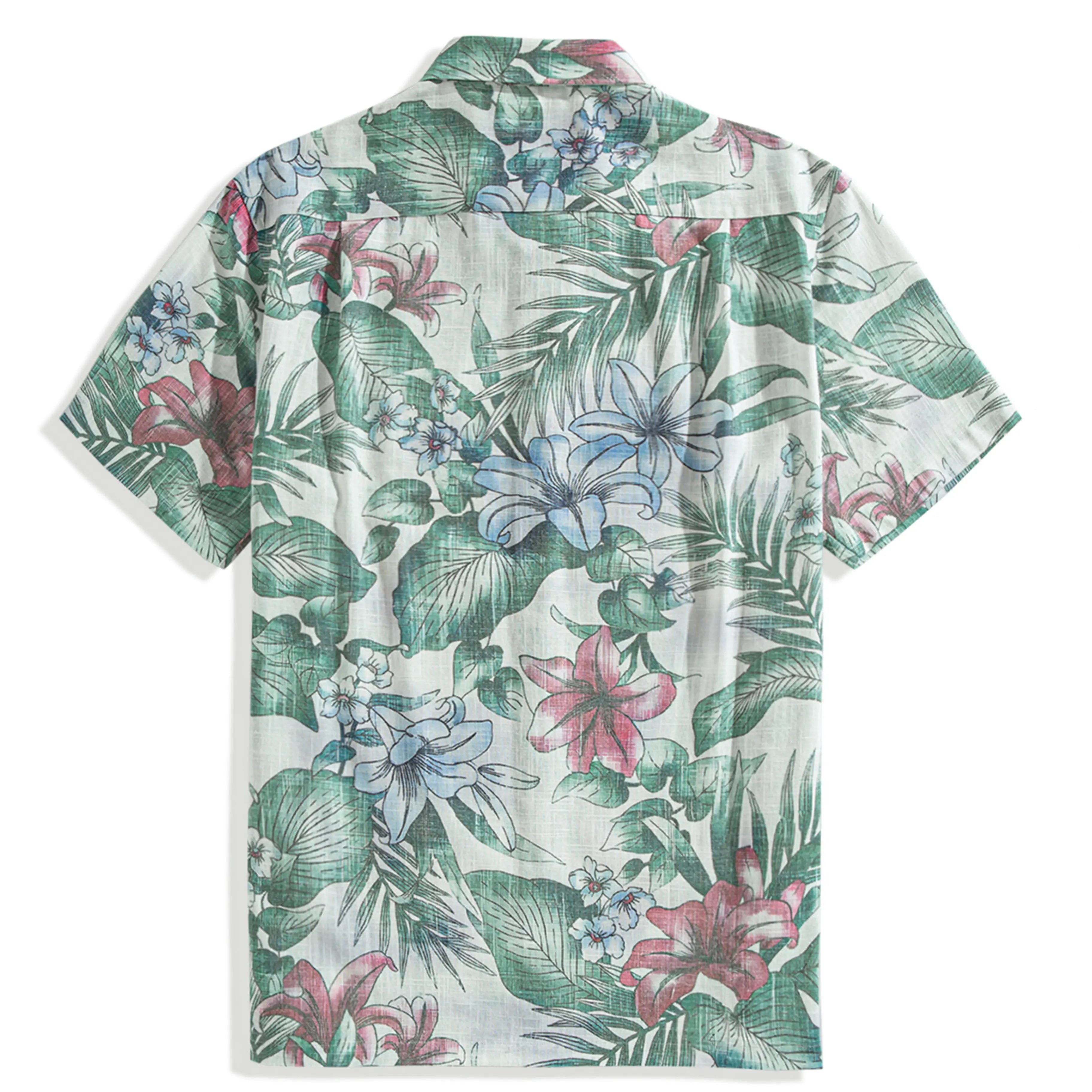 Midsummer green linen aloha shirt - summer vacation resort wear essential