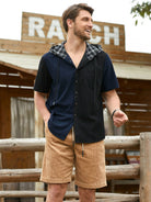 Model wearing OROMEN Lodge Corduroy Hooded Shirt