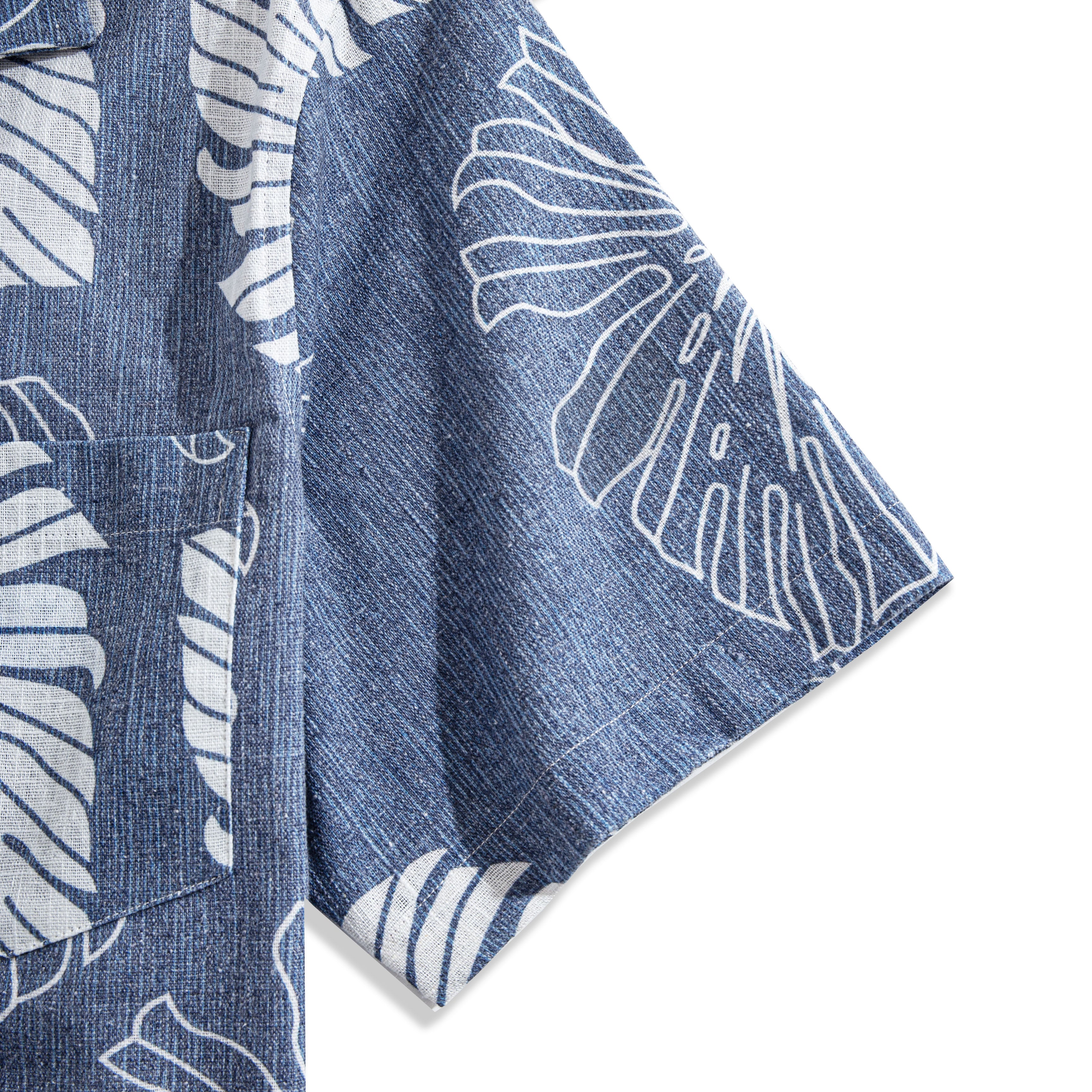 Monstera Deliciosa botanical print shirt - side view styling