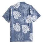 Monstera Deliciosa camp collar shirt flat lay showing full design