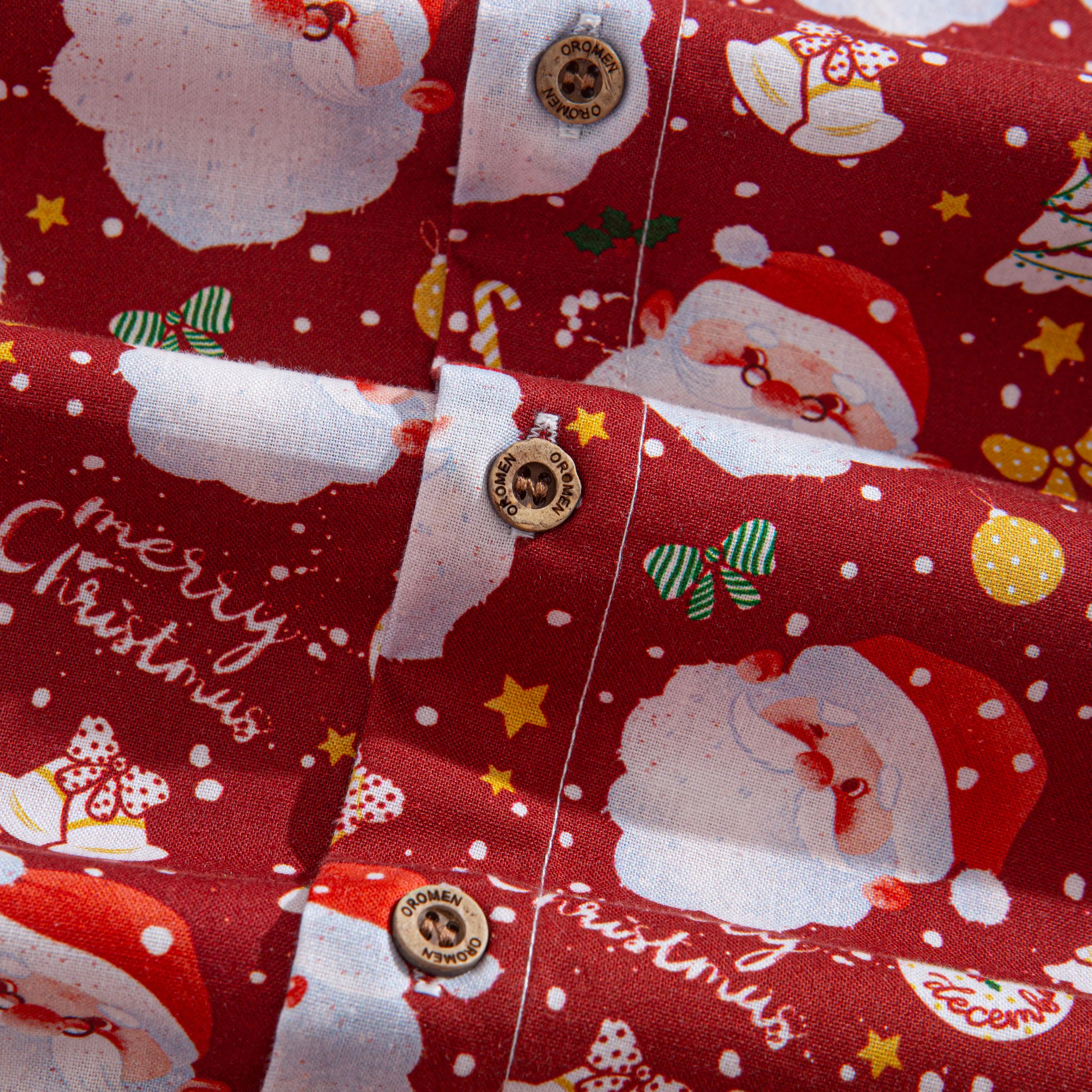 Natural-Coconut-Buttons-Detail-OROMEN-Santa-Claus-Christmas-Button-Down-Shirt