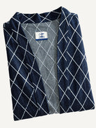 Neatly folded Diamond Grid Haori Kimono showcasing structured cotton-blend fabric