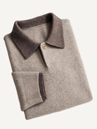 Neatly folded presentation of OROMEN Contrast Collar Knitted Sweater