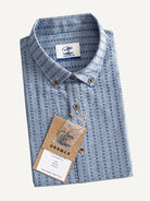 Neatly folded presentation of OROMEN Sashiko Chambray Cotton Shirt
