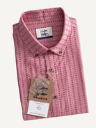 Neatly folded presentation of OROMEN Sashiko Coral Cotton Shirt
