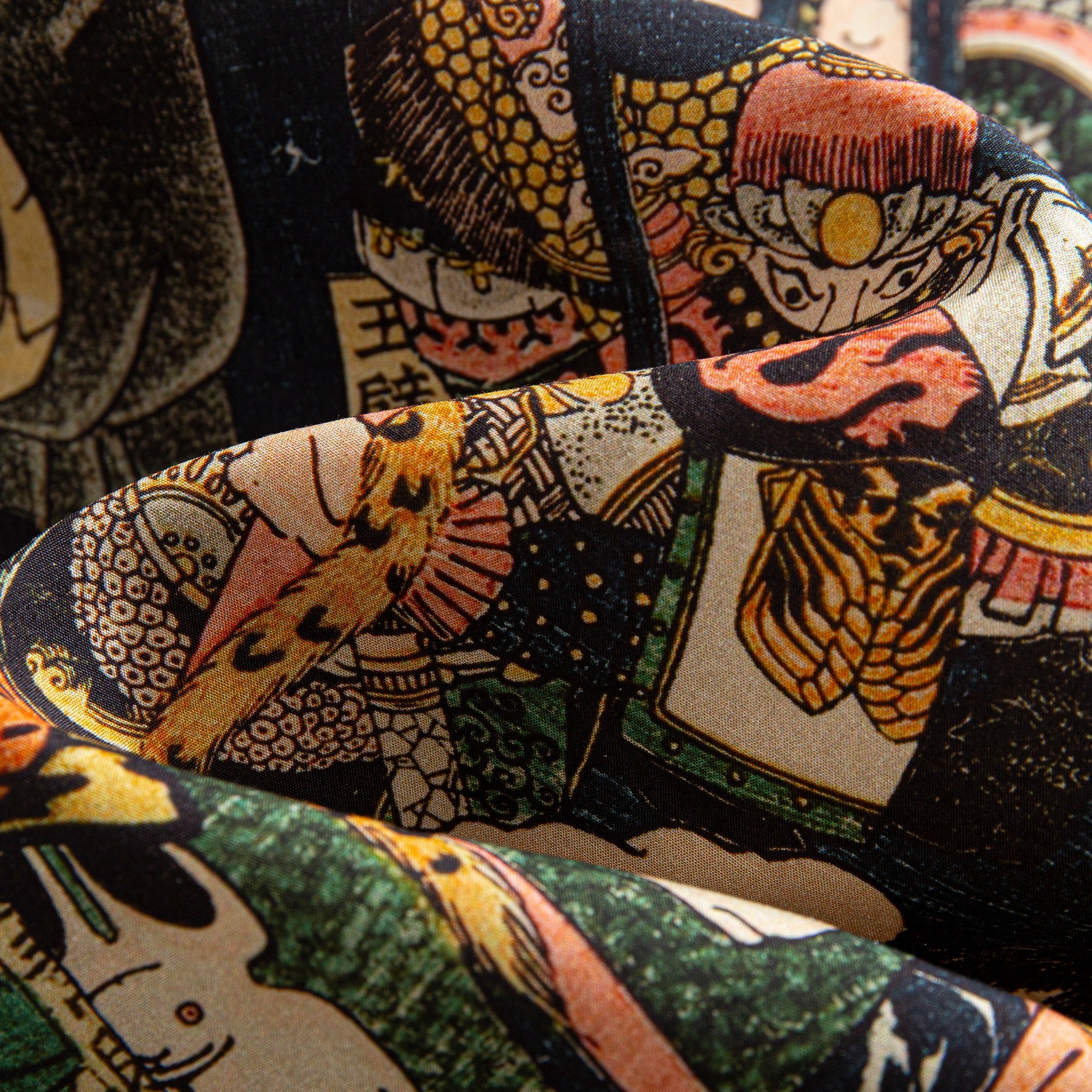 OROMEN 108 Heroes Camp Collar Shirt - Back View, Hand-painted Ukiyo-e Print