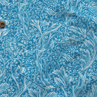 OROMEN Acanthus Leaves Aloha Shirt in Blue – Detail Close-Up