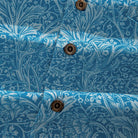 OROMEN Acanthus Leaves Aloha Shirt in Blue – Natural Coconut Buttons