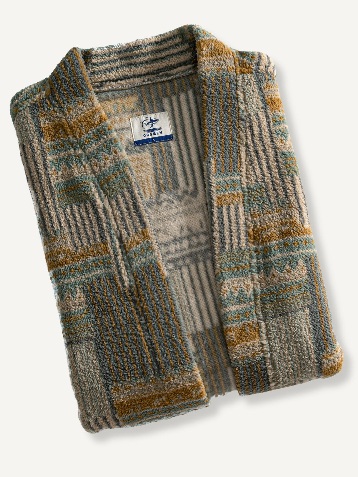 OROMEN Architectural Mosaic Haori Kimono, folded flat lay