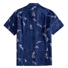 OROMEN Arctic Tern Shirt — back view showing full all-over arctic tern print on navy blue cotton