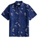 OROMEN Arctic Tern Shirt — front view, navy blue all-over seabird print, button-down collar