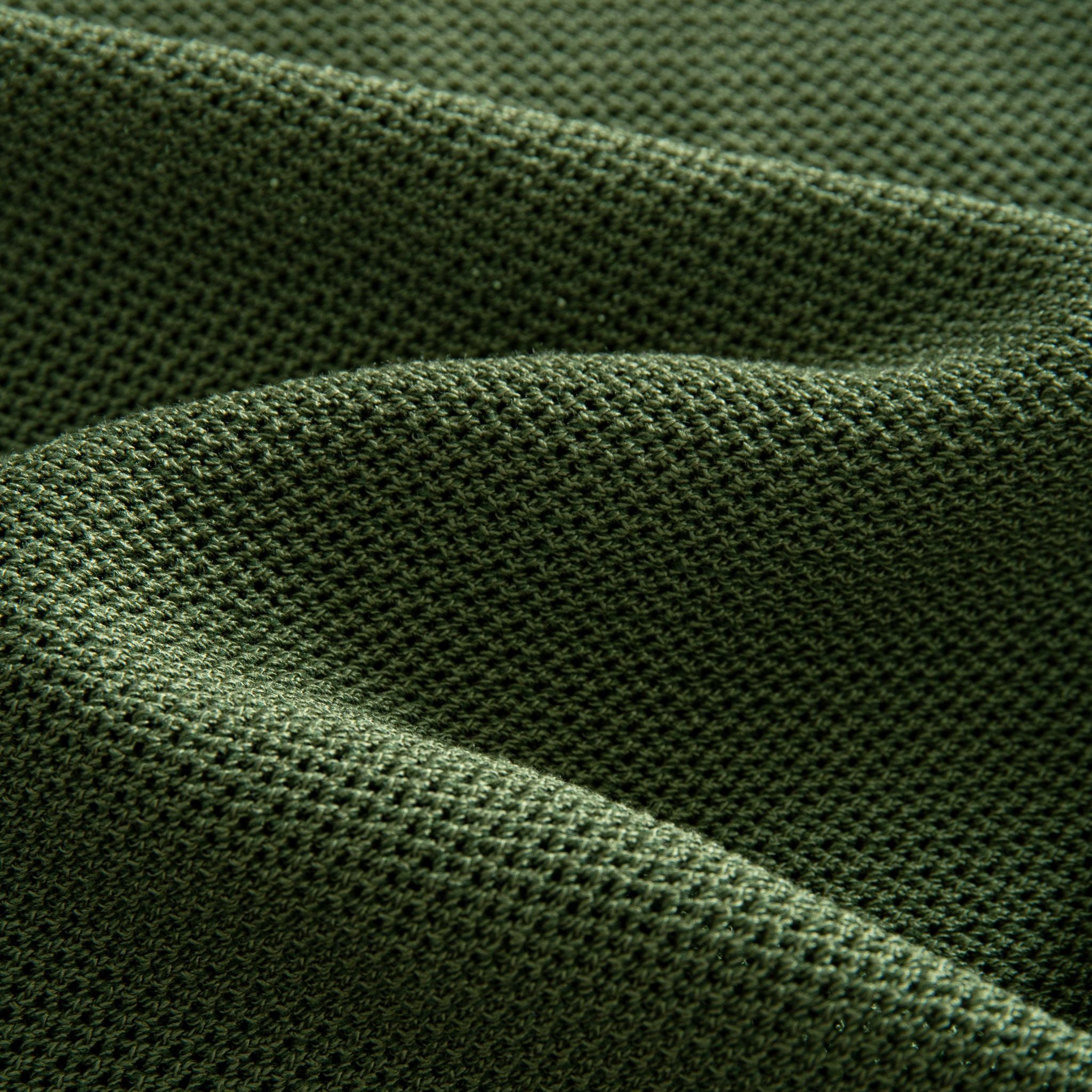 OROMEN Army Green 100% Polyester Ice Silk Knit Fabric — Close-Up Texture Detail Showing Lightweight Breathable Weave