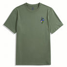 OROMEN Army Green Floral Embroidery T-Shirt – Front View