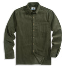 OROMEN Army Green Utility Corduroy Shirt – Front Flat Lay