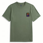 OROMEN Army Green "Let's Take A Trip" Mushroom Embroidery T-Shirt – Front View