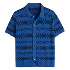 OROMEN Aztec Jacquard Knit Shirt in Cobalt Blue – Men's Front View