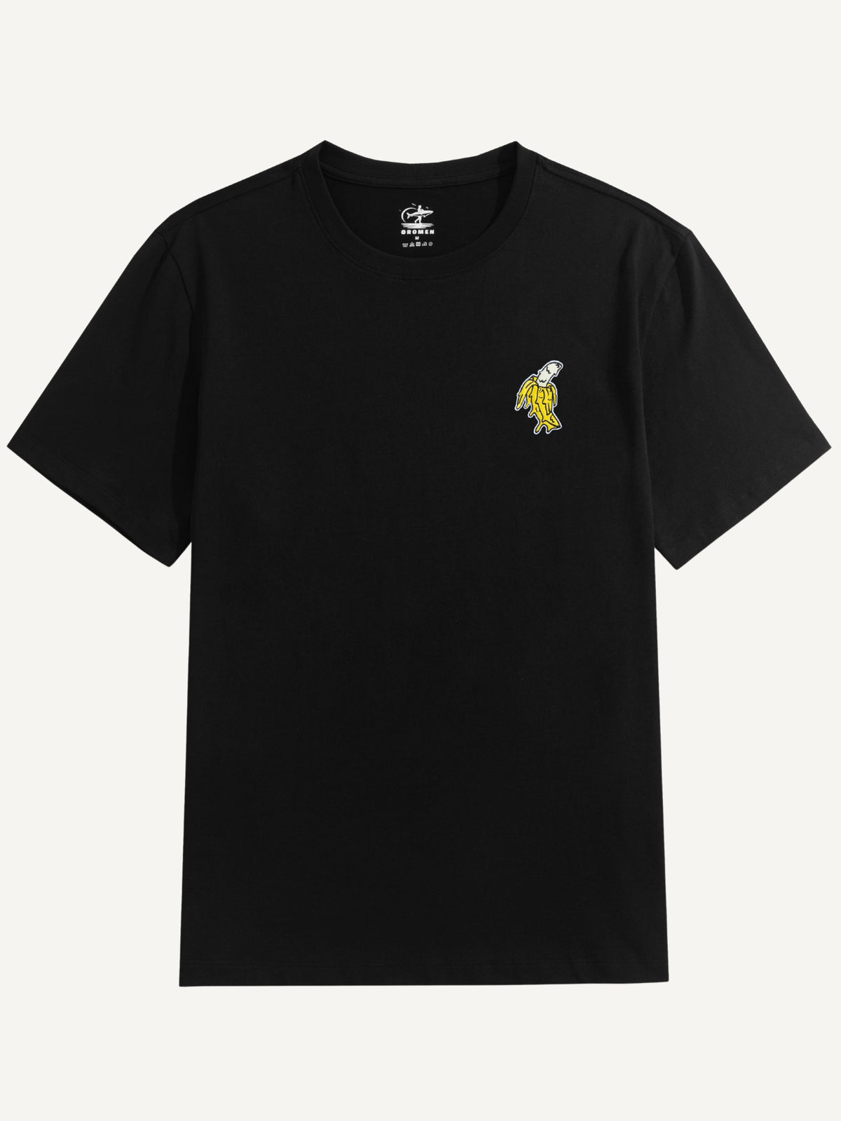 OROMEN Banana Embroidery Tee in black