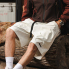 OROMEN Beige Relaxed Fit Shorts – Full Length View