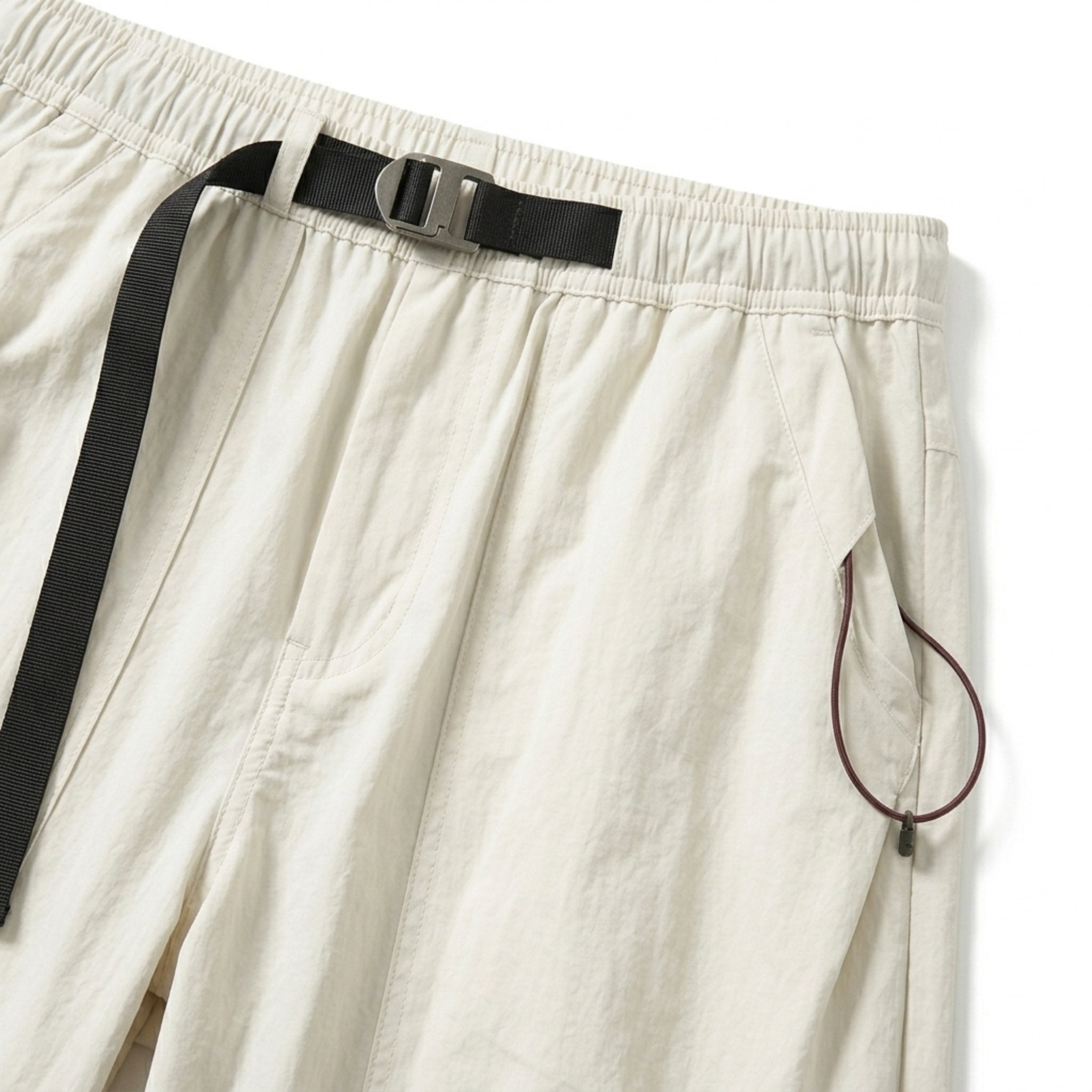 OROMEN Beige Utility Cargo Shorts – Side View