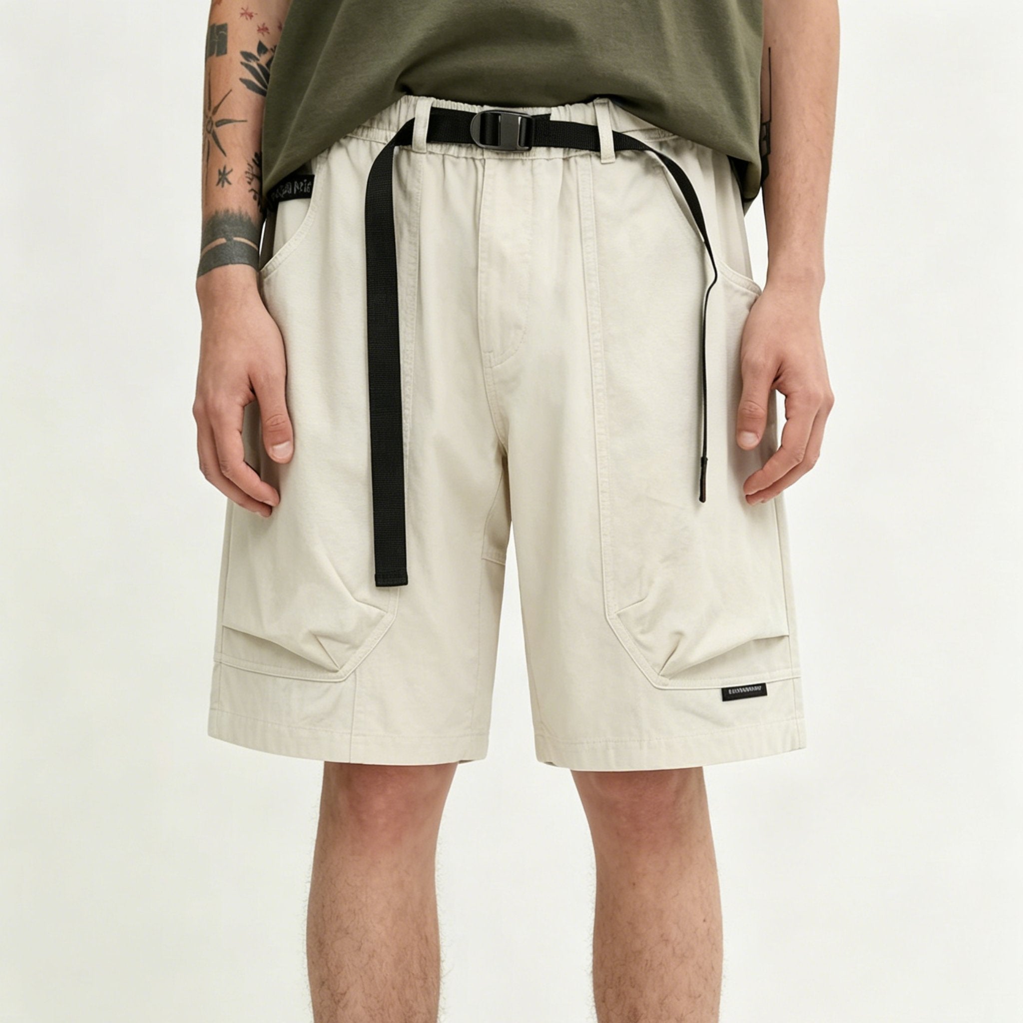OROMEN Beige Utility Shorts – Lifestyle Wear