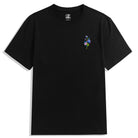 OROMEN Black 100% Cotton Crew Neck Floral Embroidery T-Shirt