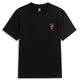 OROMEN Black 100% Cotton Crew Neck "Let's Take A Trip" Mushroom Embroidery T-Shirt