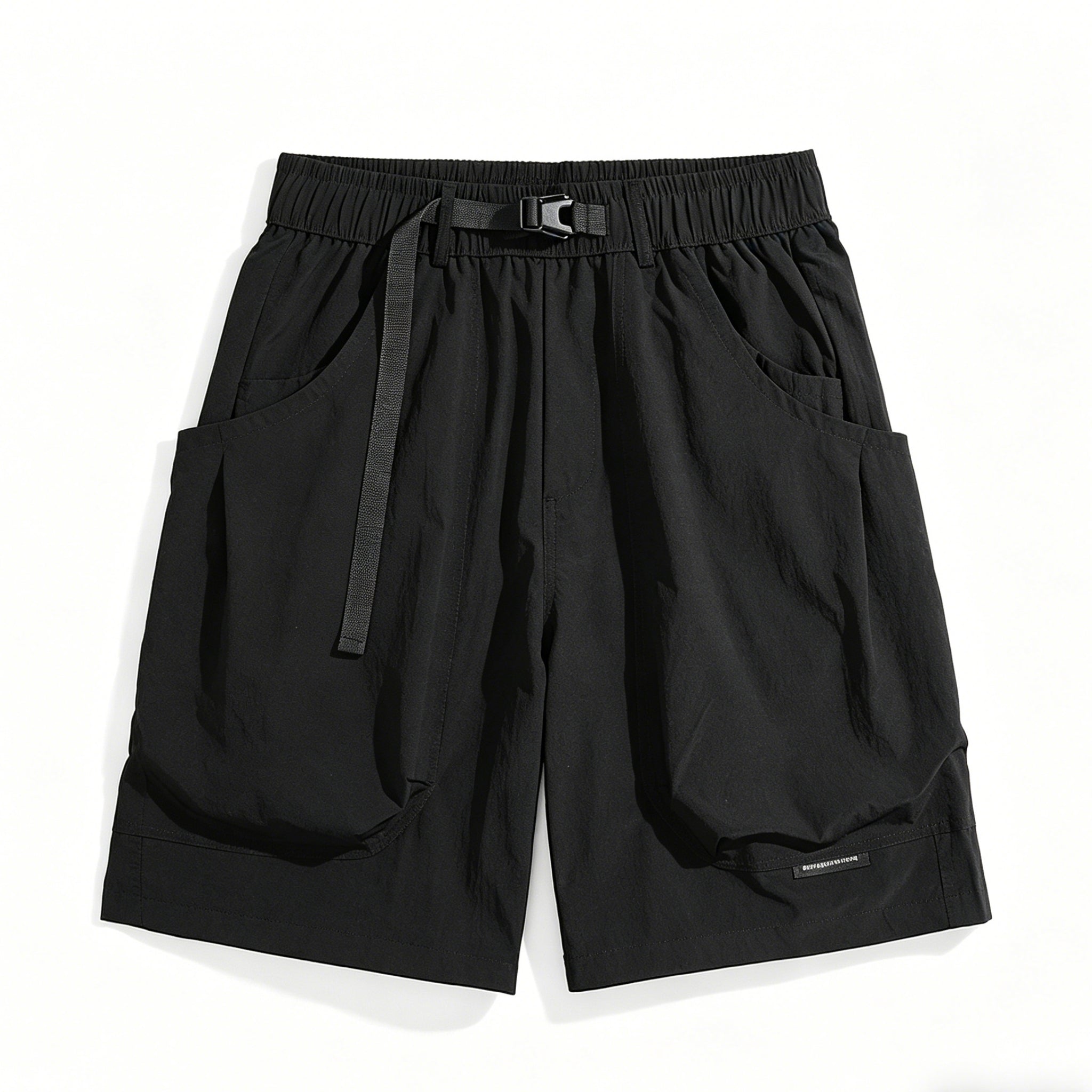 OROMEN Black Gorpcore Cargo Shorts – Front View