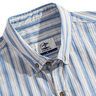 OROMEN Blue Ribbon Striped Shirt – Button-Down Collar Detail, Natural Coconut Buttons