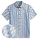 OROMEN Blue Ribbon Striped Shirt – Front View, 100% Cotton Men's Button-Down