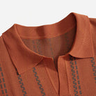 OROMEN Burnt Orange Knit Polo Shirt – Side View