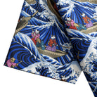 OROMEN Cat Yokai Shirt Hem Detail – Ukiyo-e Wave Print Cotton
