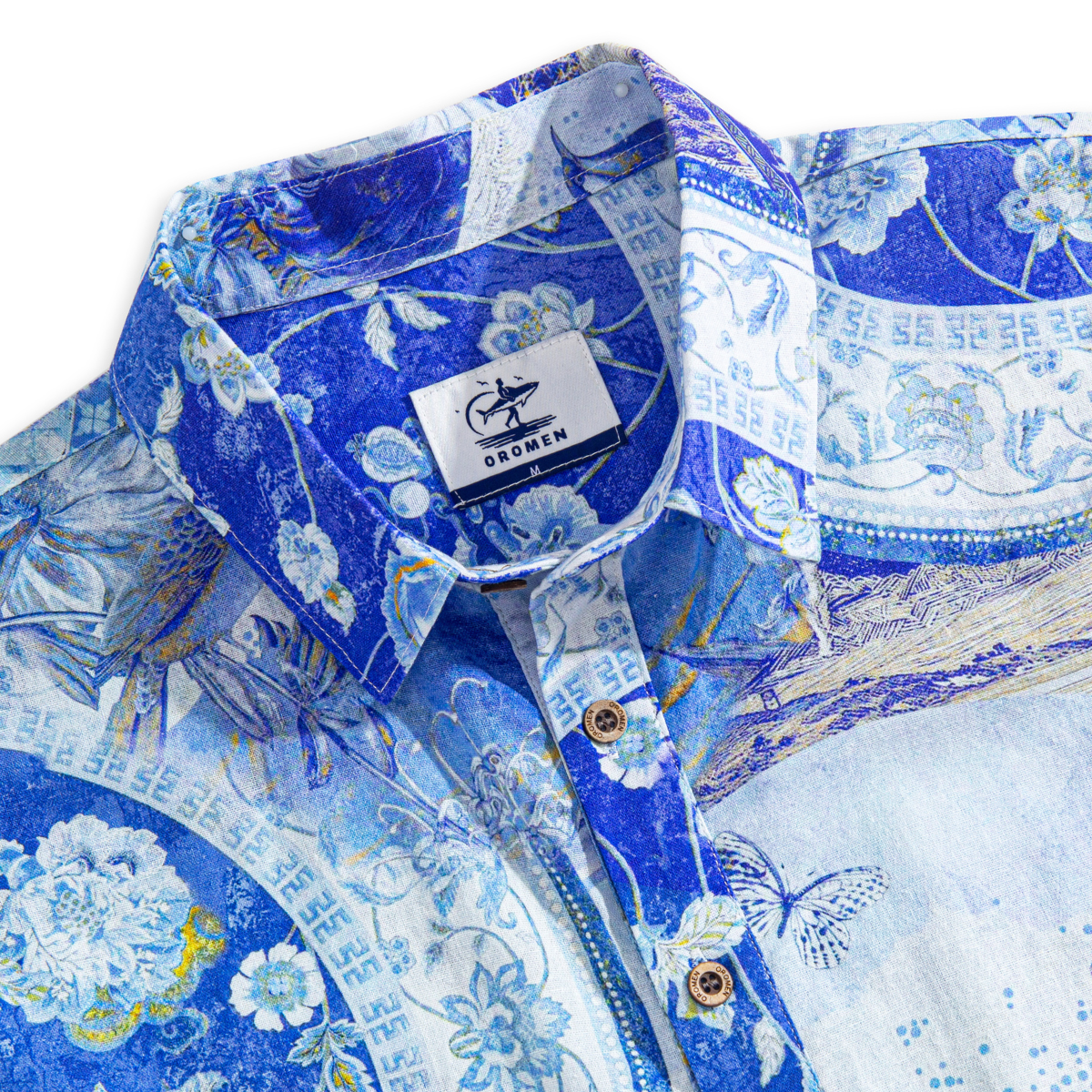 OROMEN Celestial Blue Porcelain Art Polo Shirt – Product Detail