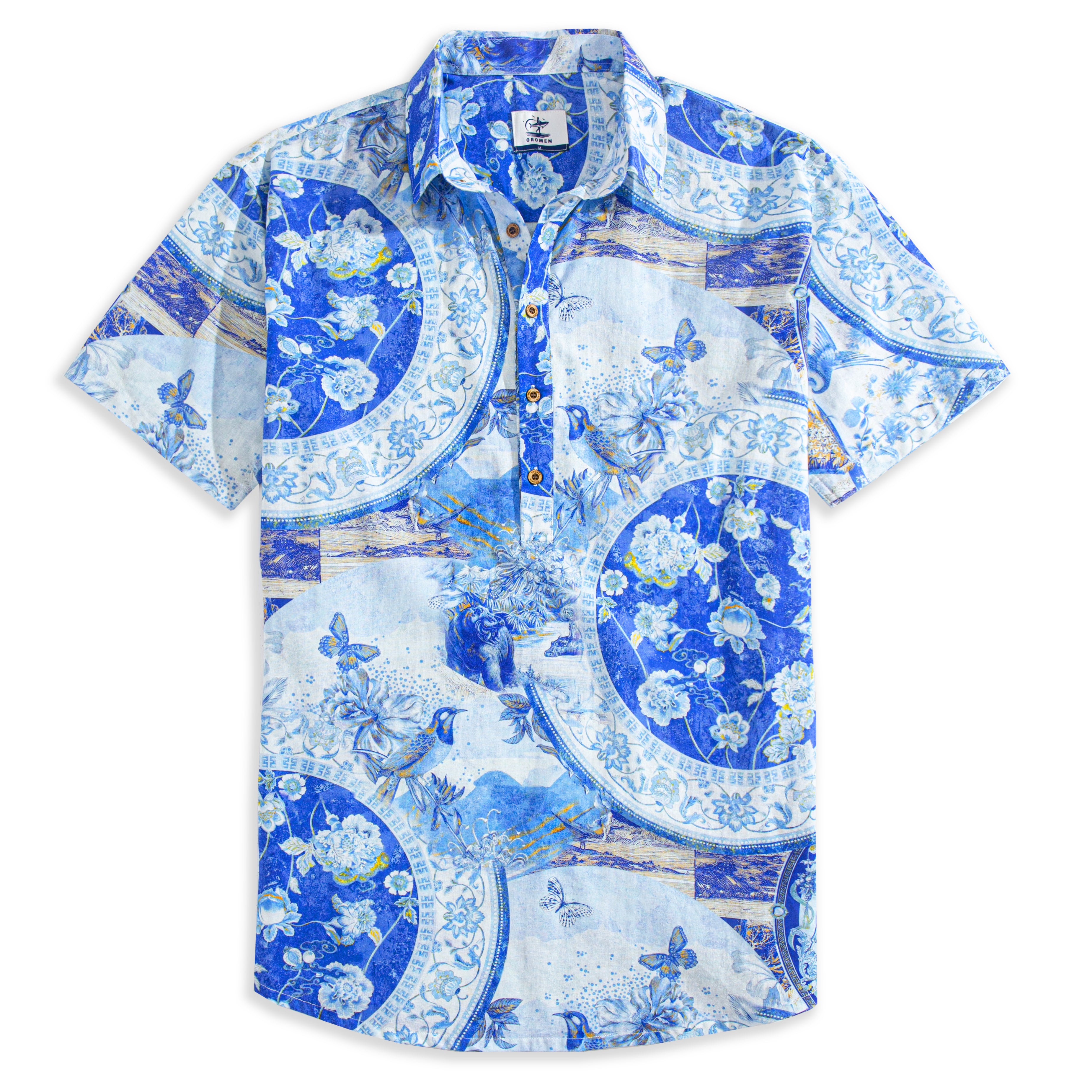 OROMEN Celestial Blue Porcelain Polo Shirt – Front View