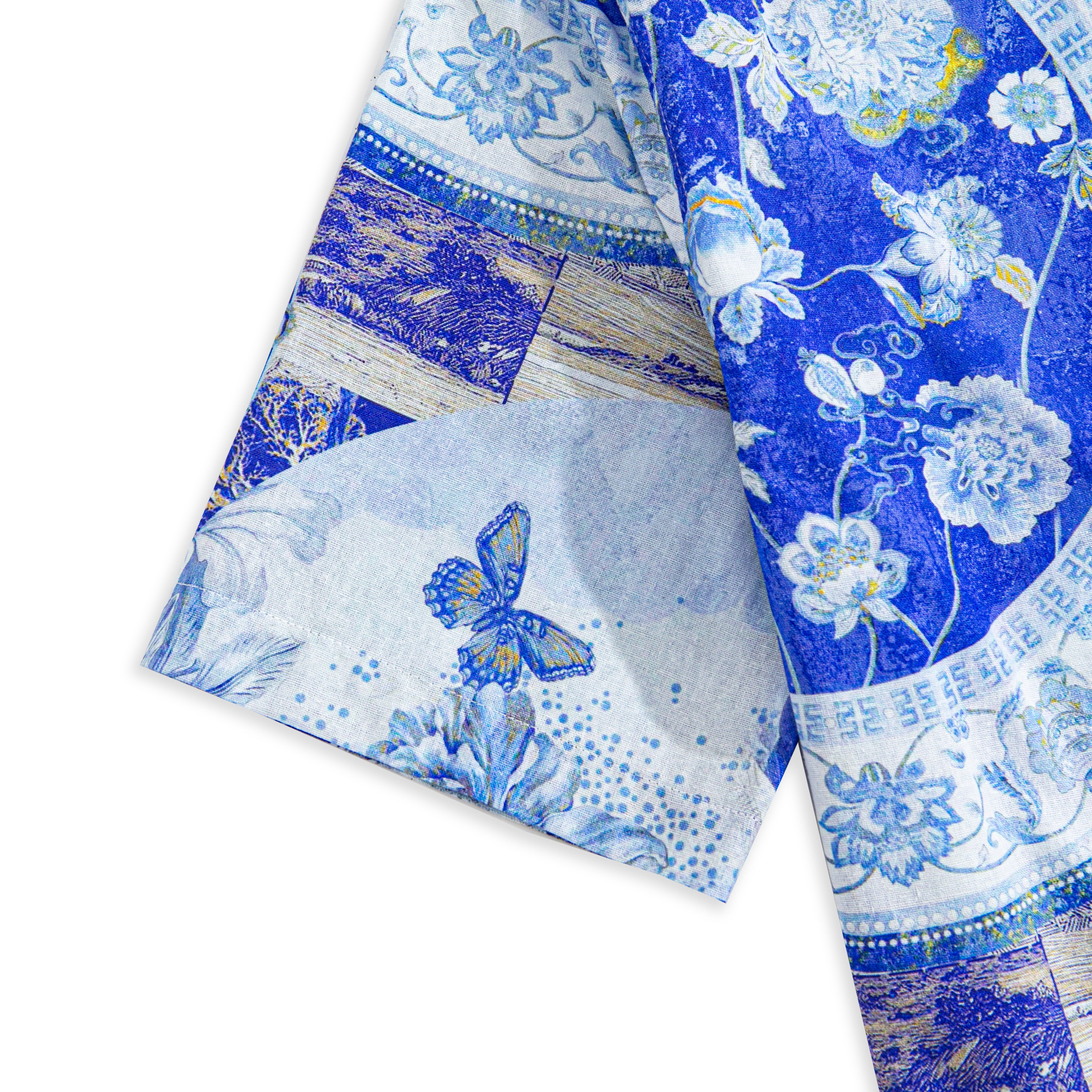OROMEN Celestial Blue Porcelain Polo Shirt – Side Profile