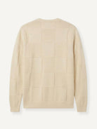 OROMEN Checkerboard Textured Sweater back flat lay displaying allover checkerboard block knit