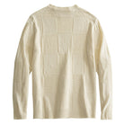 OROMEN Checkerboard Textured Sweater cream back flat lay full view