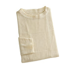 OROMEN Checkerboard Textured Sweater cream folded display