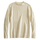 OROMEN Checkerboard Textured Sweater cream front flat lay full view