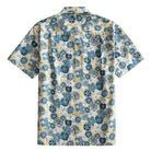 OROMEN Cherry Blossoms in Full Bloom shirt back flat lay, full allover blue sakura print